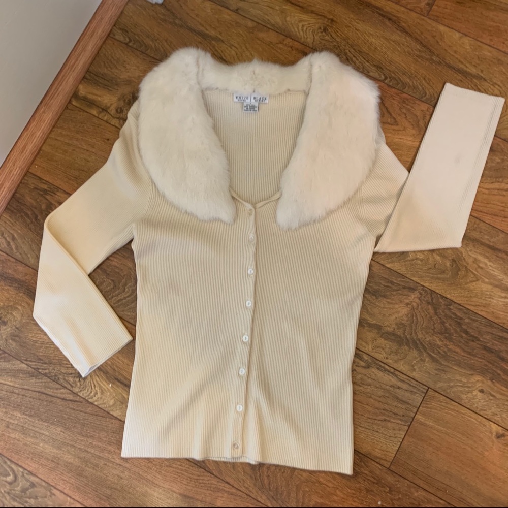 WHBM Faux Fur Sweater/Cardigan